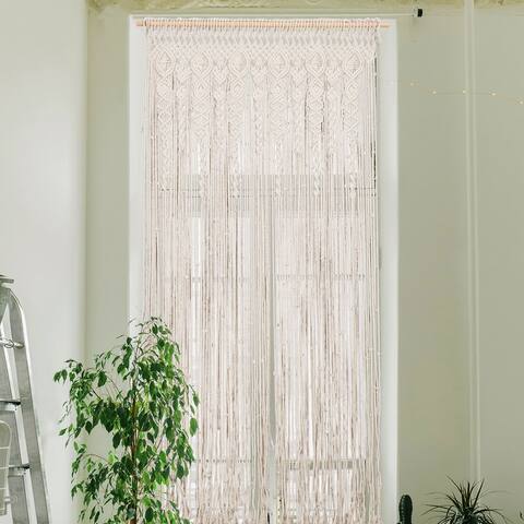 Boho Macrame Curtain Panel Hanging Backdrop Windows/Doorway/Wedding - 71" L x 35.5"