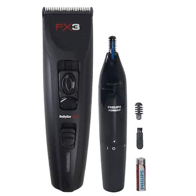 BaByliss Pro FX3 Black High Torque Cordless Clipper FXX3CB (Black) + Philips Norelco Ultimate Comfort Nose Trimmer NT1605/60