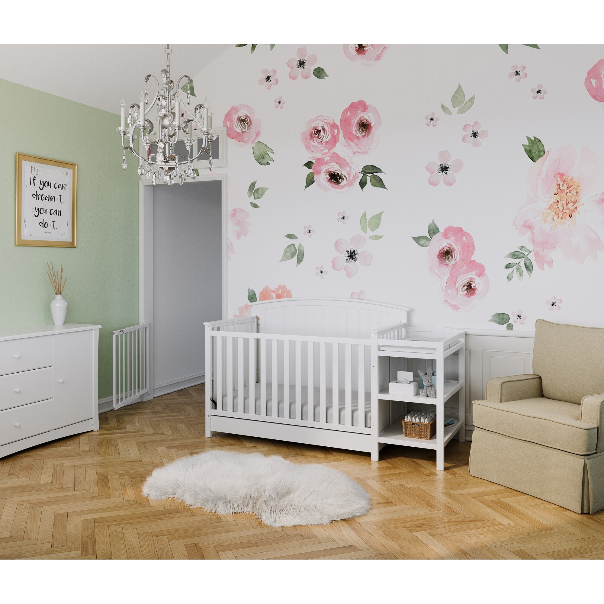 storkcraft steveston 4 in 1 crib and changer with drawer gray