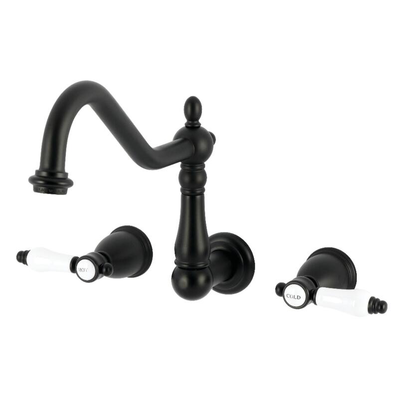 Kingston Brass Essex Double-Handle Wall-Mount Pre-Rinse Bridge Kitchen Faucet