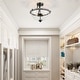preview thumbnail 2 of 6, Modern Farmhouse 3-Light Faux Wood Semi-Flush Mount Bowl Glass Shade - W13.3"x H12.6"