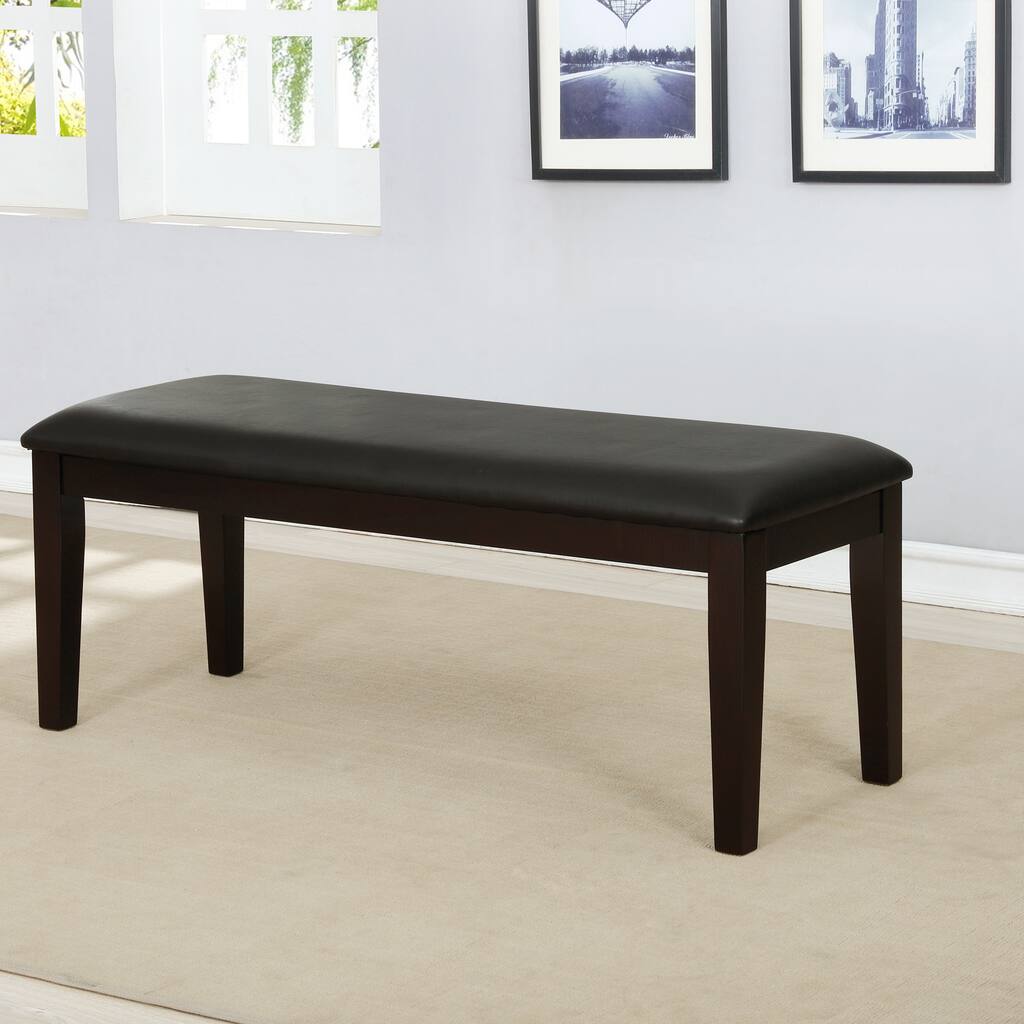 Furniture of America Tiras Contemporary Dark Brown Faux Leather Dining Bench