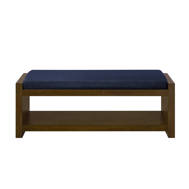 Homy Casa 47" / 40" Accent Bench with Storage, Padded Seating & Lower Shelf Shoe Rack