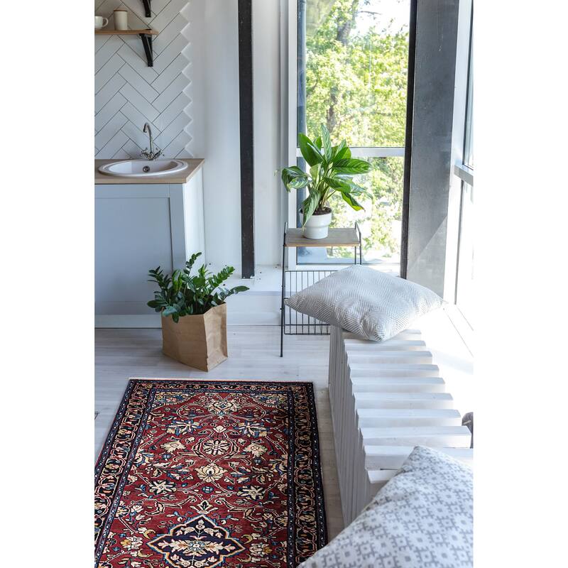 ECARPETGALLERY Hand-knotted Anadol Dark Red Wool Rug - 3'5 x 10'2