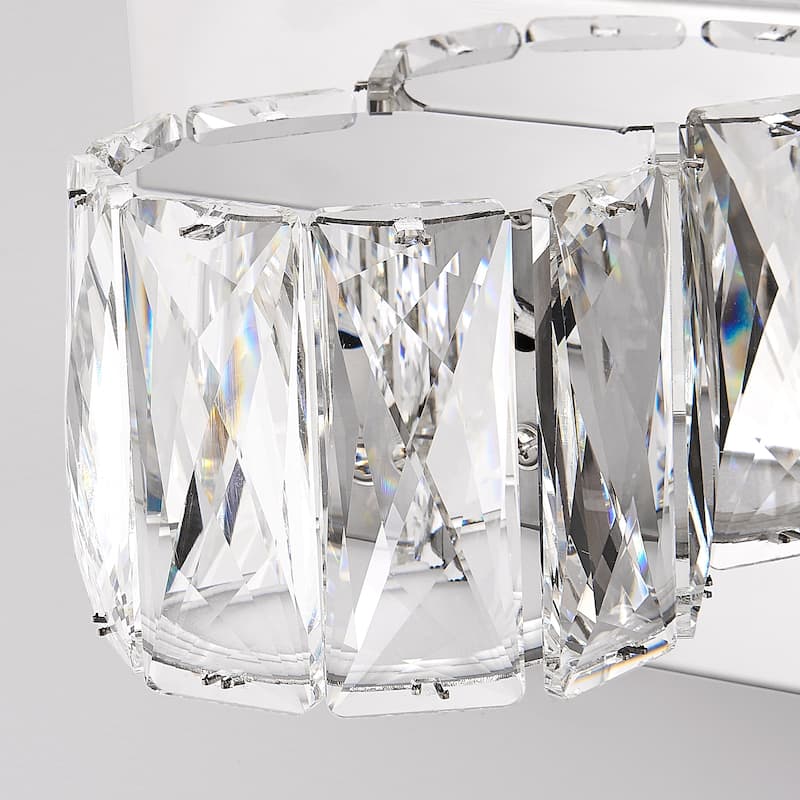 35" Modern Crystal 5-Light LED Wall Sconce - Elegant Chrome Bathroom Vanity Light with Clear Crystal Shades