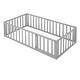 preview thumbnail 22 of 34, Twin Floor Bed Frame, Fun Fence Design with Openable Door, No Slats