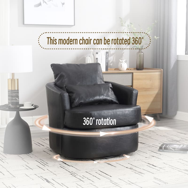 32.68" Swivel Barrel Chair with Metal Base
