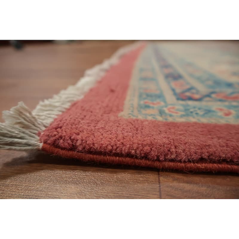 Hand Knotted Oriental 100% Wool Carpet Traditional Geometric Pink Kazak Area Rug - 11' 9'' X 9' 1''