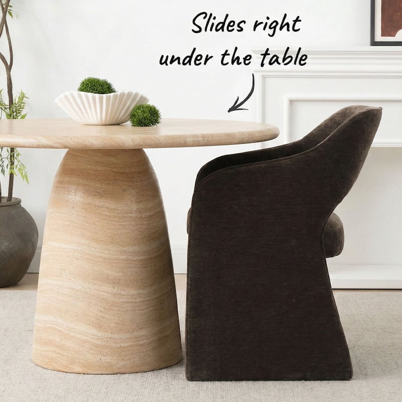 Chenille Upholstered Dining Armchair (Set of 2)