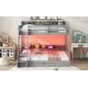 preview thumbnail 6 of 8, Gray Twin over Full Bunk Bed with LED, Charging Station, Storage Shelves, and Drawer