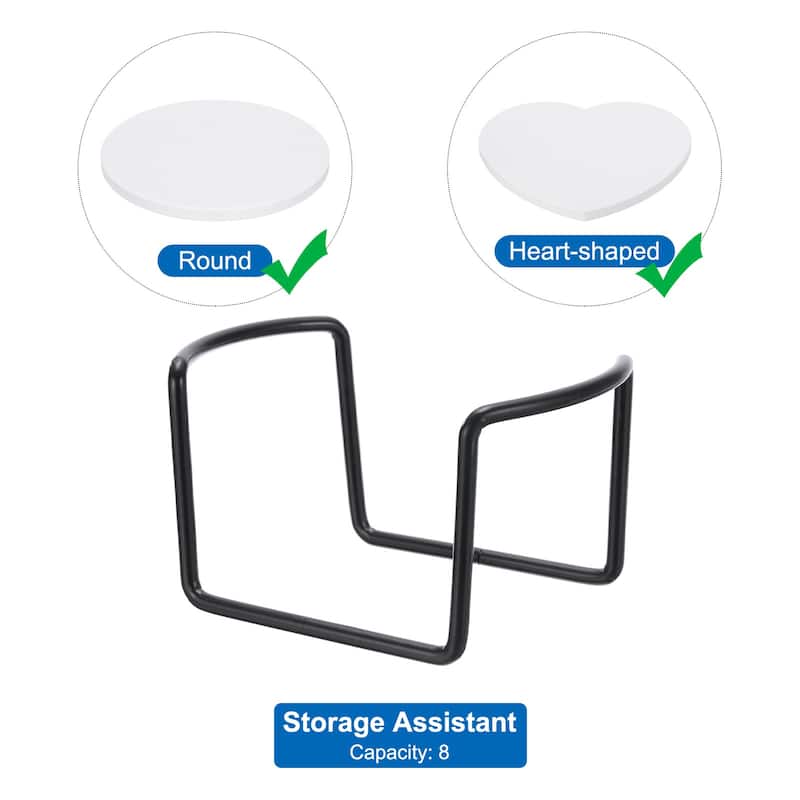 2Pcs Vintage Coaster Holder Metal Coaster Holders for 4.5 Inch, Hold 8 Coasters. - Black