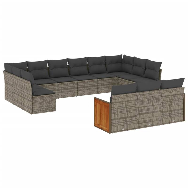 vidaXL Patio Sofa Set with Cushions Outdoor Conversation Furniture Poly Rattan