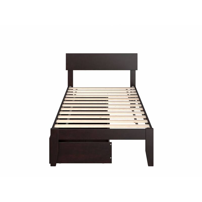 Boston Twin Platform Bed with 2 Storage Drawers in Espresso