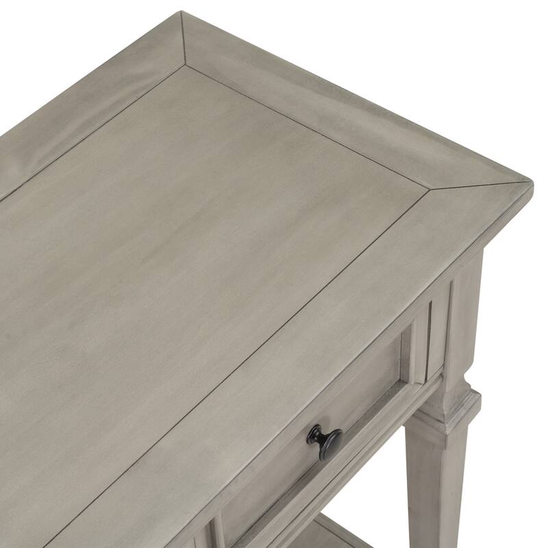Retro Style Console Table with Three Drawers and Bottom Shelf