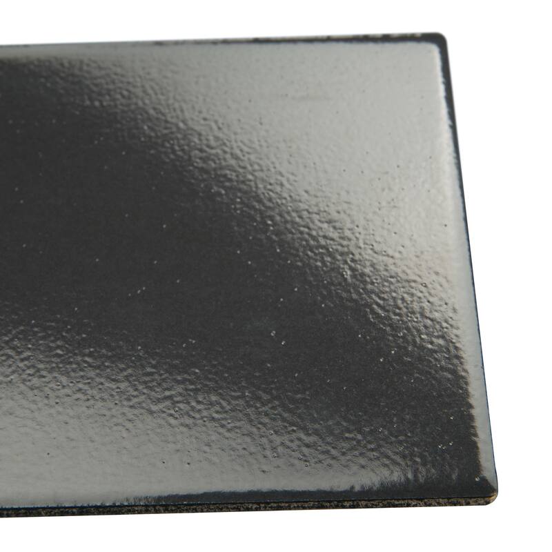Merola Tile Piscina Glossy Black 9-5/8" x 19-1/2" Porcelain Floor and Wall Tile