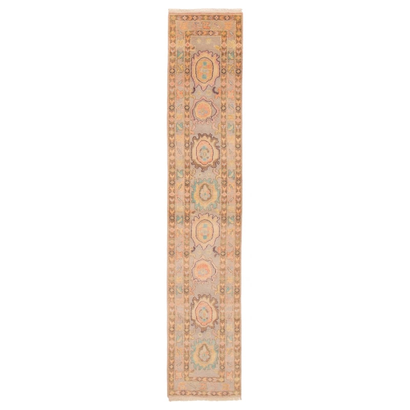 ECARPETGALLERY Hand-knotted Modern Oushak Light Grey Wool Rug - 2'3 x 11'8 - Light Grey - 2'3 x 11'8