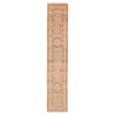 ECARPETGALLERY Hand-knotted Modern Oushak Light Grey Wool Rug - 2'3 x 11'8