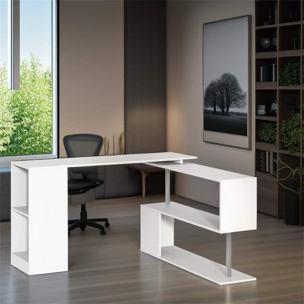 360° Rotating Corner Computer Desk
