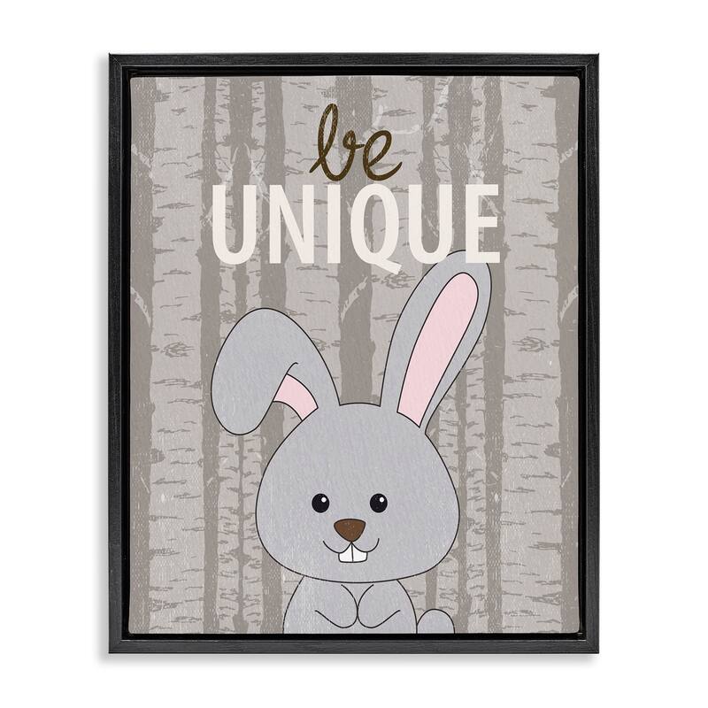 Stupell Be Unique Woodland Bunny Framed Floater Canvas Wall Art Design By Kim Allen - 17 x 21 - Black
