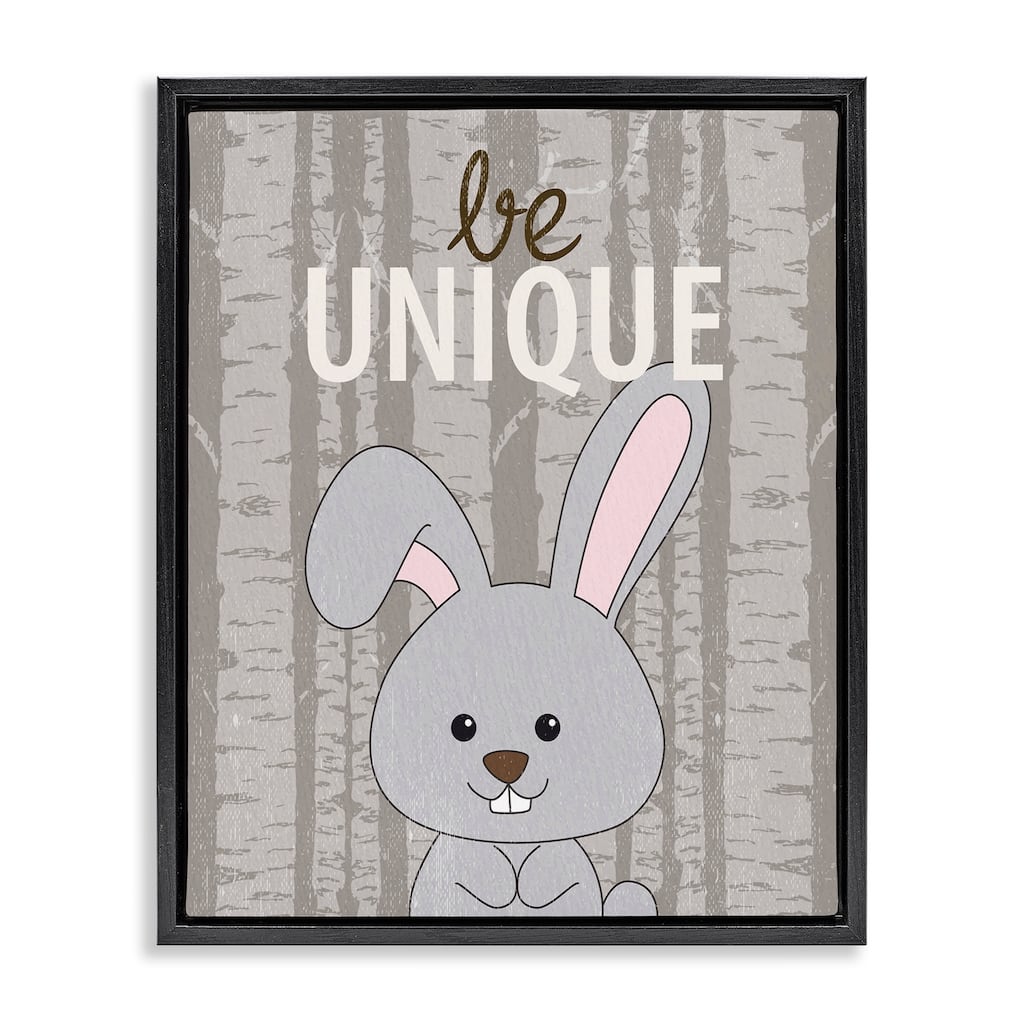 Stupell Be Unique Woodland Bunny Framed Floater Canvas Wall Art Design By Kim Allen