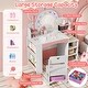 preview thumbnail 7 of 7, Gymax Kids Vanity Desk w/Mirror & Lights Princess Pretend Play Makeup