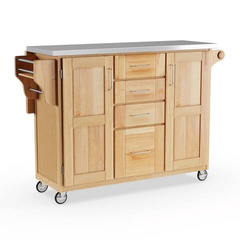 Homestyles General Line Mobile Kitchen Cart with Stainless Steel Top and Drop Leaf
