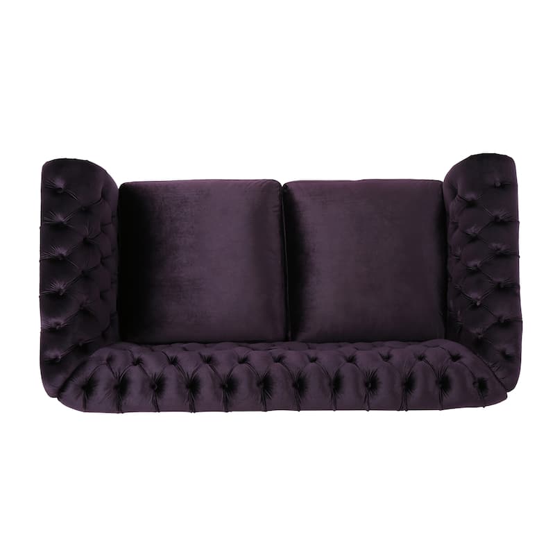 Somerville Upholstered Chesterfield Nailhead Loveseat by Christopher Knight Home