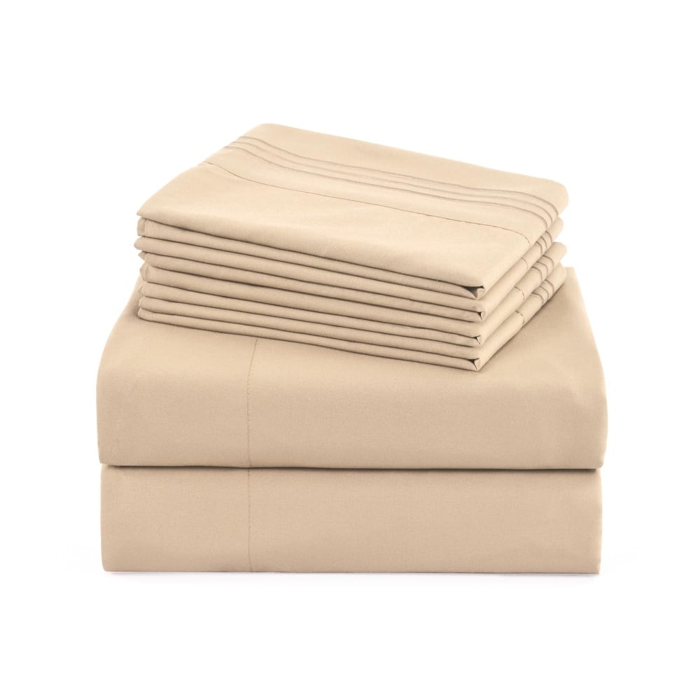 4/6 Pcs Soft Solid & Embroidery Bed Sheets Set