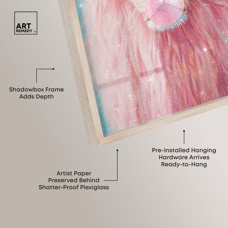 Pastel Lion Bubblegum Shadowbox by Art Remedy