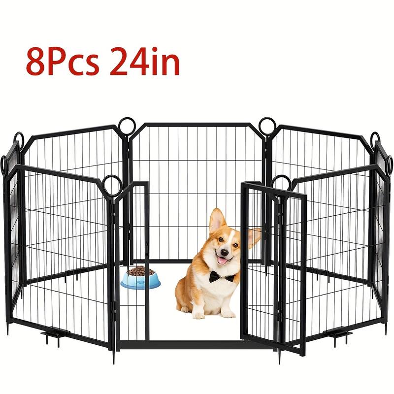 Portable Dog Playpen, Multi-Panels with Gate for Different Size Dogs - 8Pcs 24in