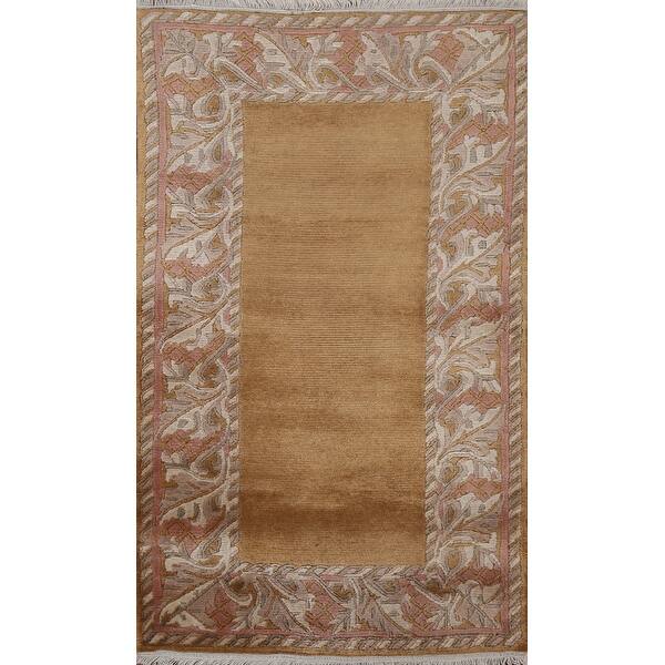 slide 2 of 19, Bordered Oriental Nepalese Rug Wool Hand-knotted Contemporary Carpet - 2'2" x 3'10"