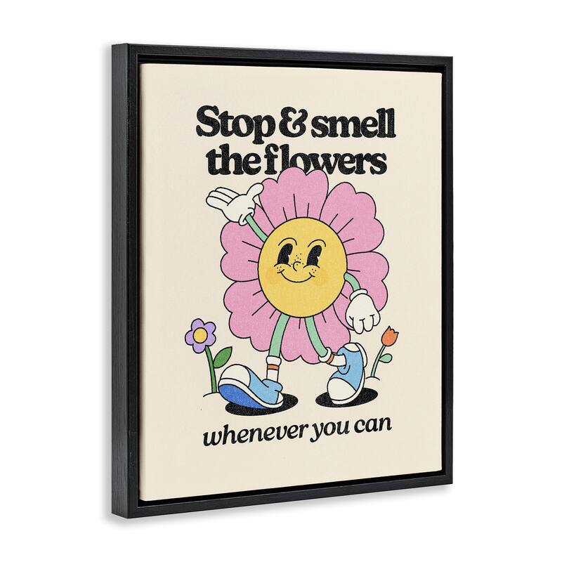 Stupell Vintage Smell The Flowers Framed Floater Canvas Wall Art Design By Victoria Barnes