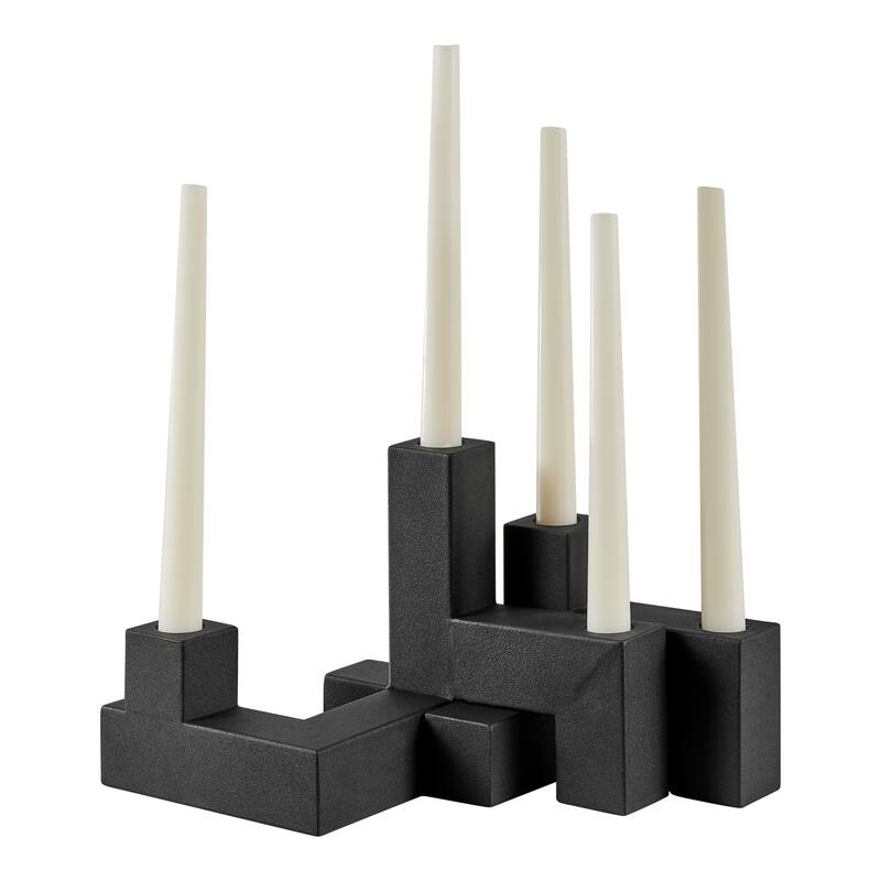 2-Piece Stacked Candelabra Taper Candle Holders - 9.5" - Black