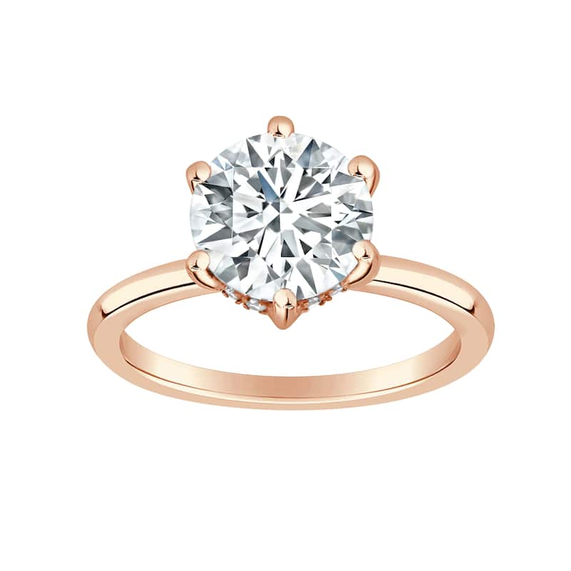 Auriya 14k Gold 7 1/6 ctw Lab grown 6-Prong Round Hidden Halo Diamond Engagement Ring (F-G VS)