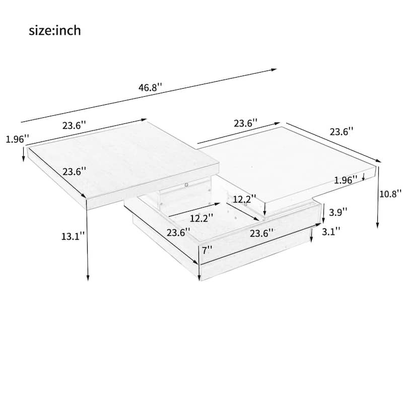Modern Square Coffee Table With Wood Grain