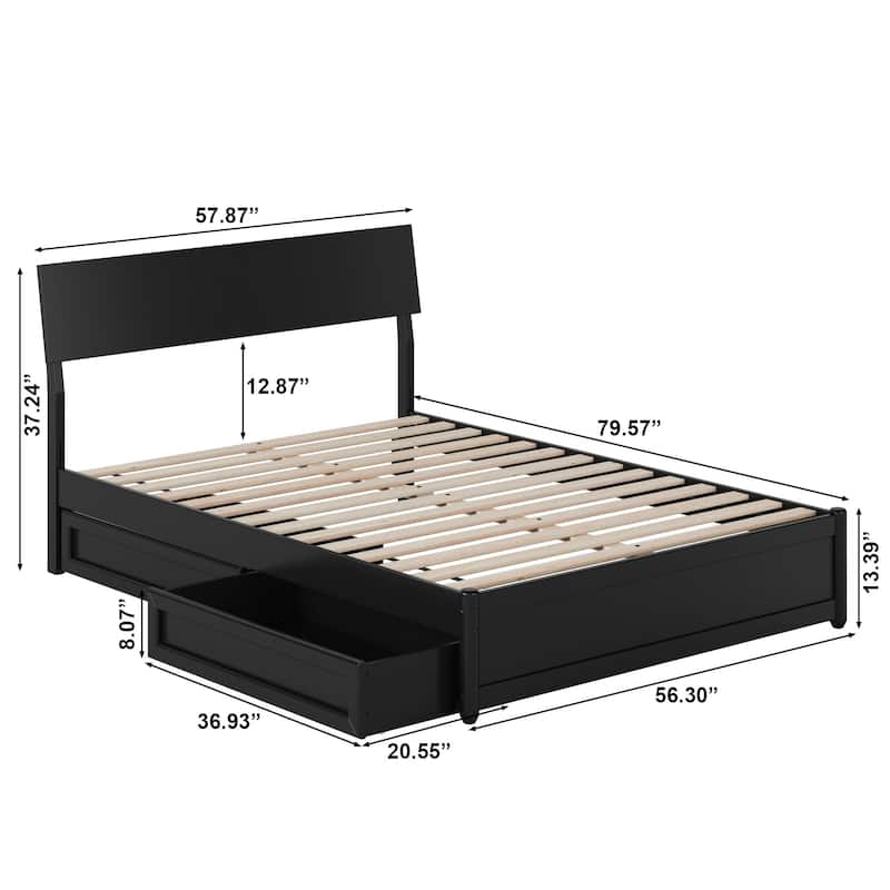 Norla Wood Platform Bed with Storage Drawers
