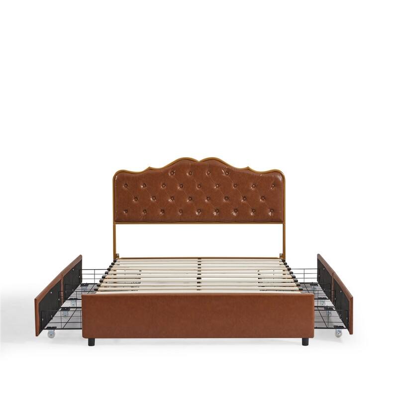 78" buckle-shaped backrest, sponge soft bag, with four storage drawers, comfortable and elegant