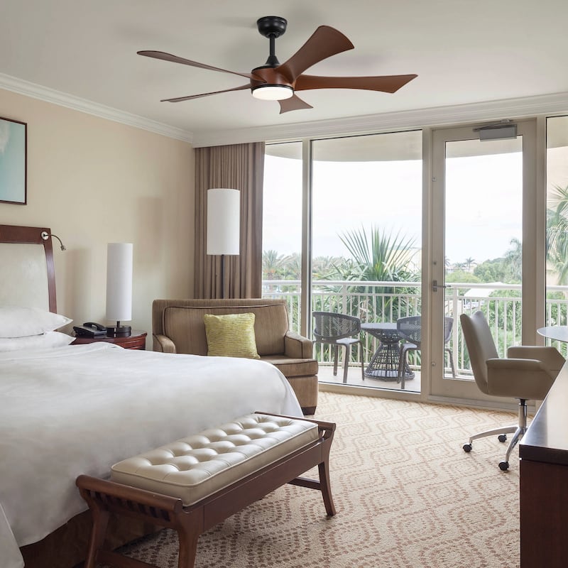 52 Inch Ceiling Fan with 22W LED Light and Remote Control 5 ABS Blades for Bedroom