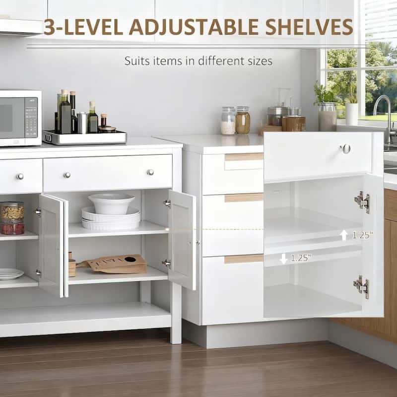 Sideboard 47" Coffee Bar Cabinet Accent Kitchen Cabinet for Living Room, White