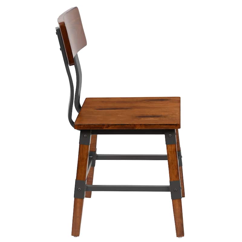 2 Pack Commercial Grade Rustic Antique Industrial Style Wood Dining Chair