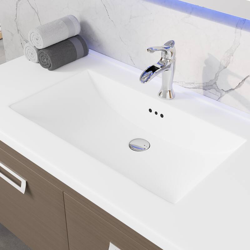Eviva Orleans 38"W x 20"D Wall Mount Bathroom Vanity with White Porcelain Countertop and Integrated Sink