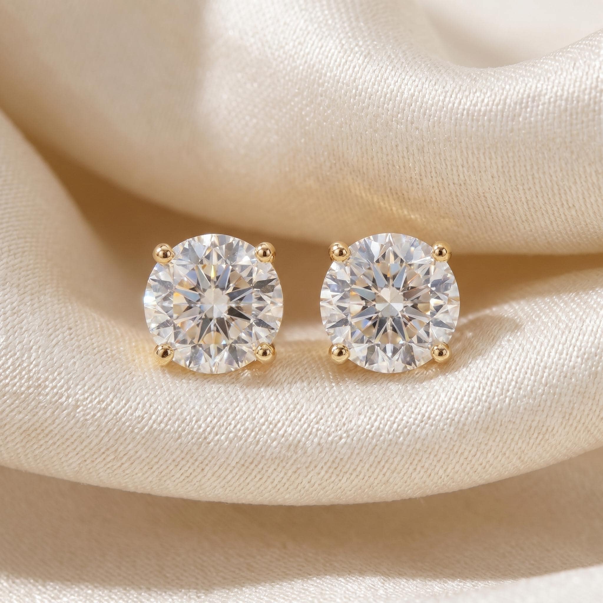 Bliss Diamond 2 Ct Diamond Studs With Screw Backs Yellow Gold