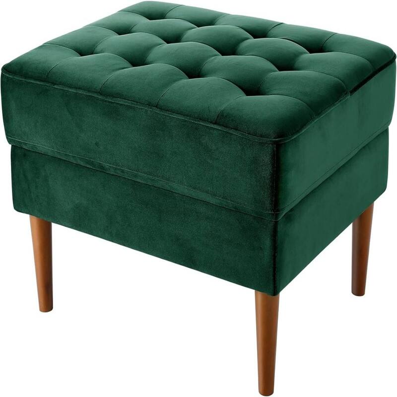 Oversized Upholstered Velvet Ottomans Bench - Green