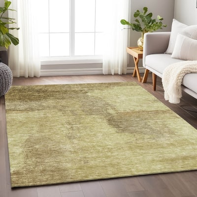 Machine Washable Indoor/ Outdoor Contemporary Abstract Chantille Rug