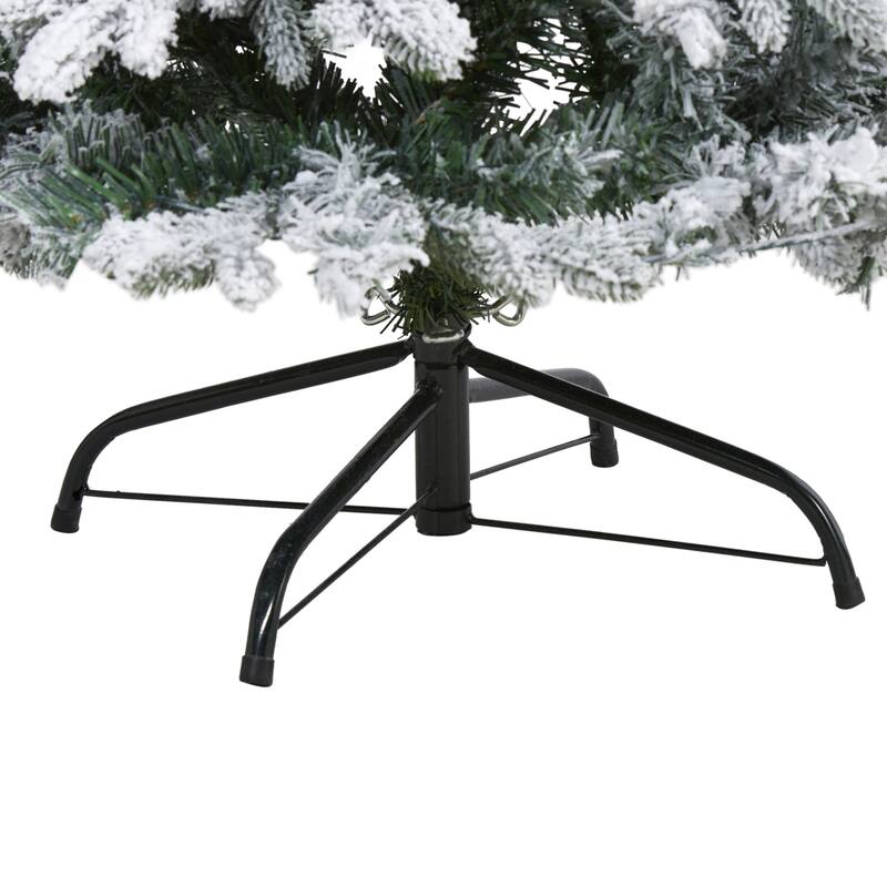 4' Flocked Vermont Pine Artificial Christmas Tree, Warm Clear LED - 4 Foot