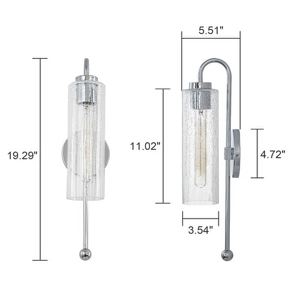 dimension image slide 1 of 2, 19.53" Single Wall Sconce with Glass Cylinder Shade - W3.54"