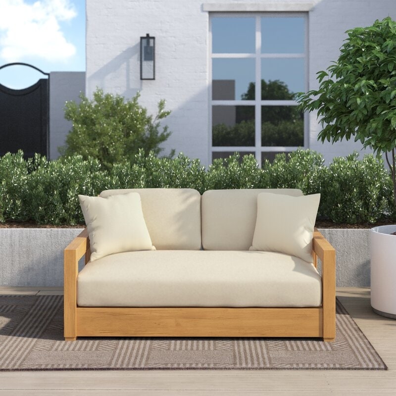 Montford teak patio sofa with cushions store