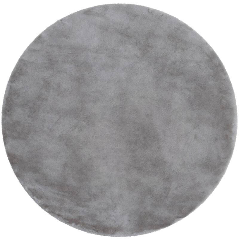 Well Woven Opal Crest Plush Glam Modern Area Rug - 3'11" Round - Grey - Round