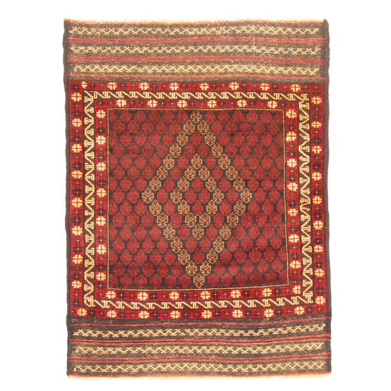 ECARPETGALLERY Hand-knotted Teimani Burgundy Wool Rug - 2'11 x 4'0