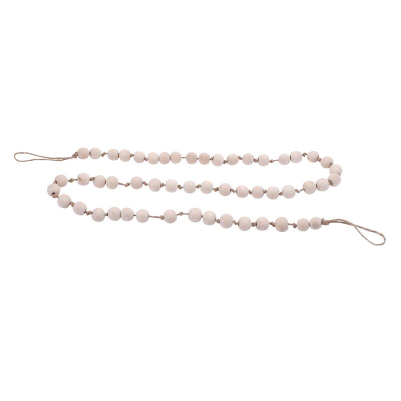 60" Set of 2 Rustic Wood Bead Garlands with Jute String for Christmas Tree or Fireplace - 60”L x 0.5”W x 0.5”H - Beige